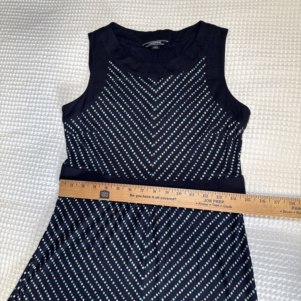 Lands End Maxi Dress Womens S/P Navy Colorful Polka Dot Sleeveless Comfort EUC - Picture 6 of 13